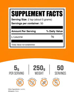 BulkSupplements L-Leucine powder nutrition label and details