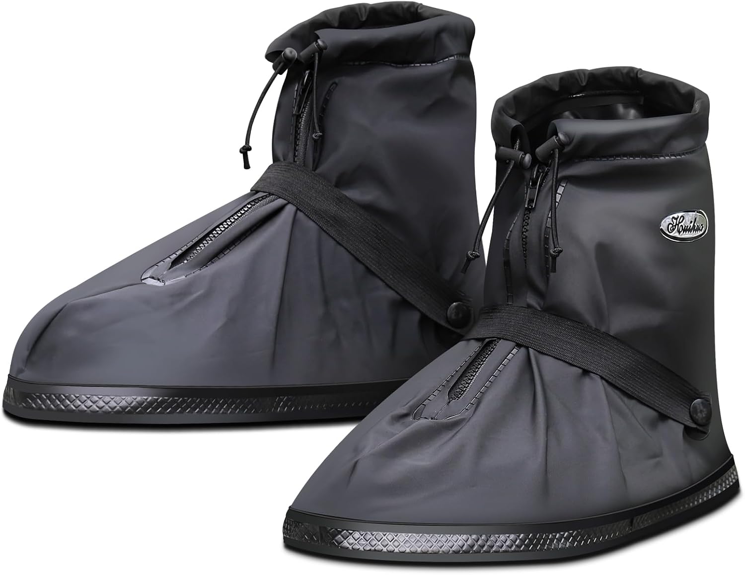 Amengsen rain overshoes waterproof boot covers front view showing zipper closure.