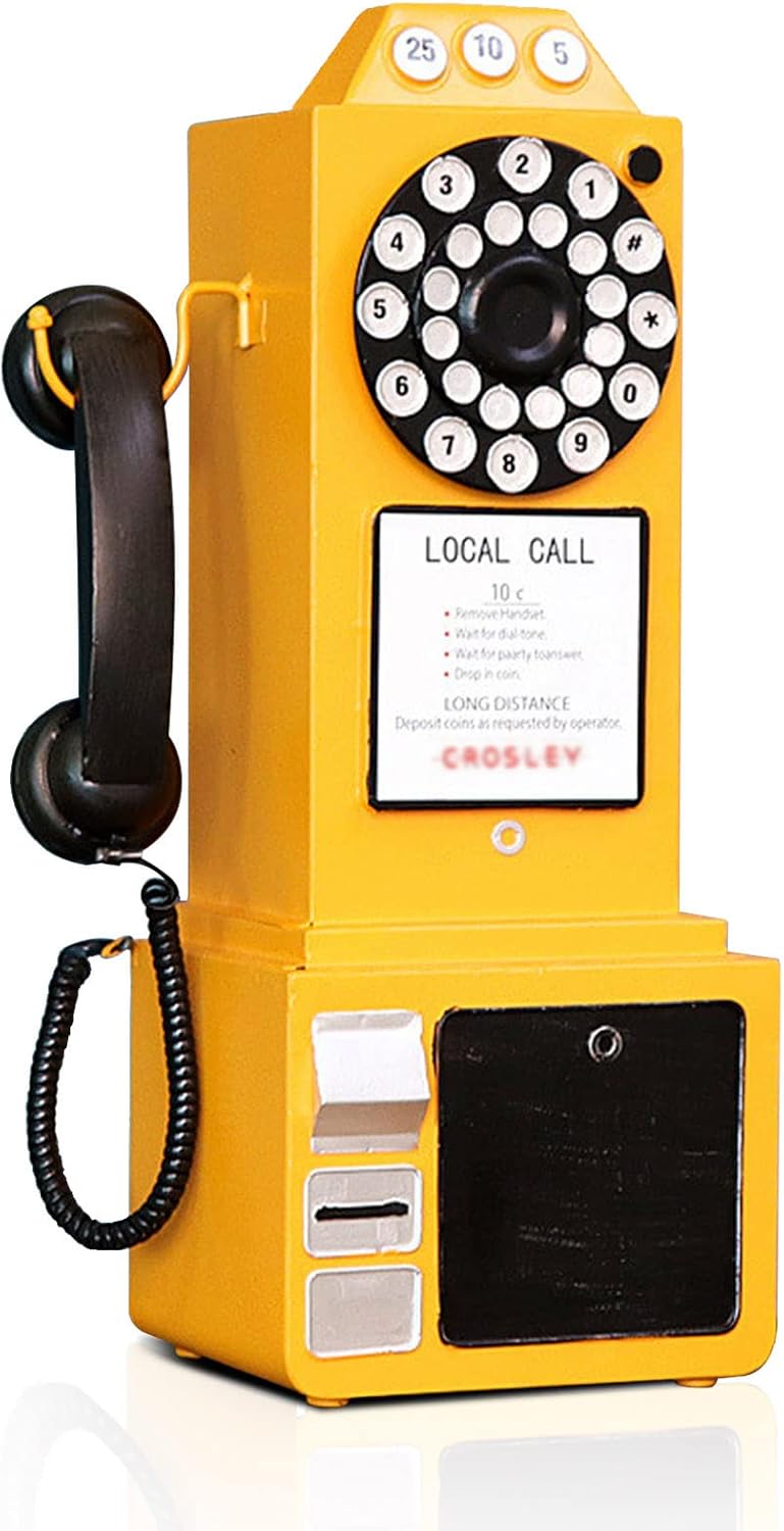 Antique Telephone - Pink Rotary Dial Landline Phone Model Vintage Classic Phone Props Retro Wall Mounted Crafts Ornaments Cafe Bar Window Booth Decoration - 9.8''L x 6.3''W x 19.7''H - Image 14