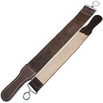 Red Deer straight razor strop leather sharpening strap front view with metal swivel hook