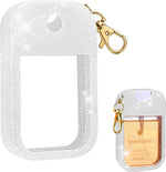 AIERSA hand sanitizer spray glitter case front view featuring clear white silicone with star sequins.