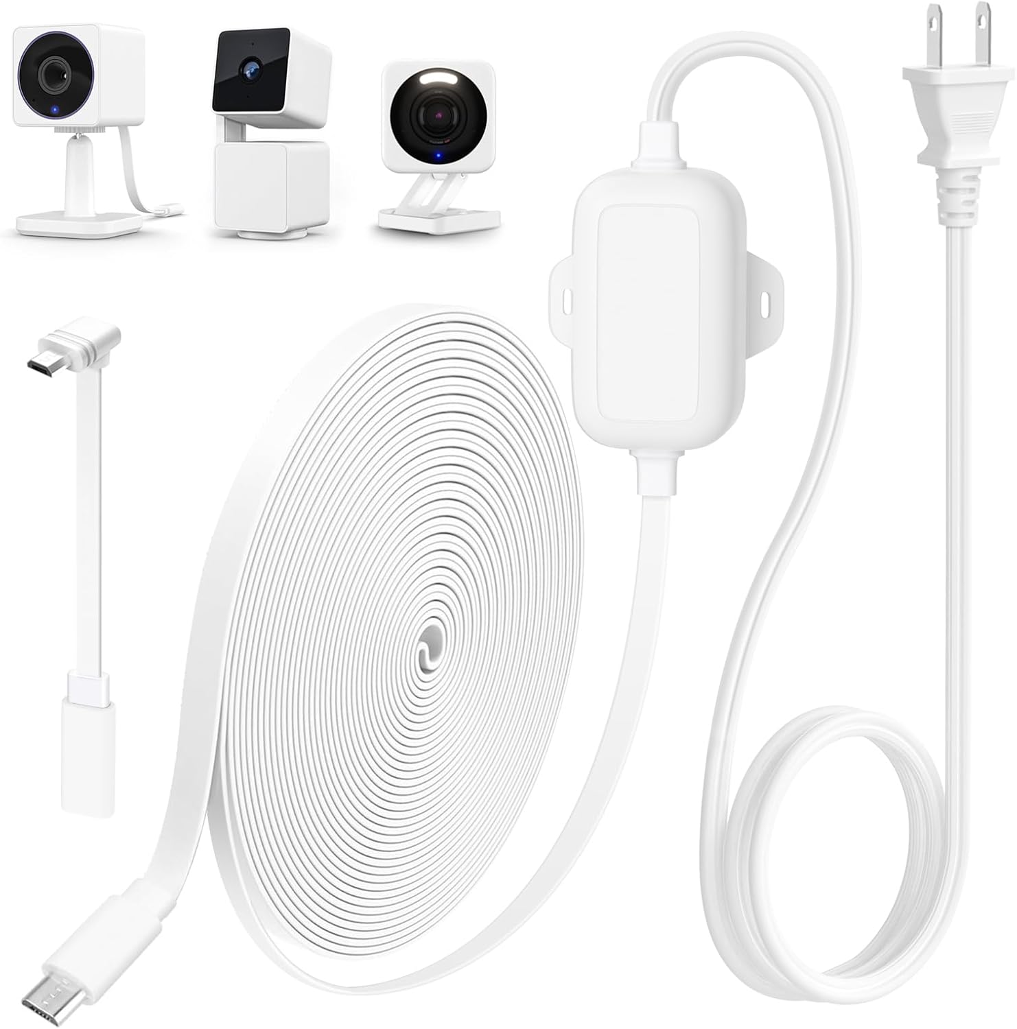 Delilyn outdoor power adapter and flat cable front view package for smart camera