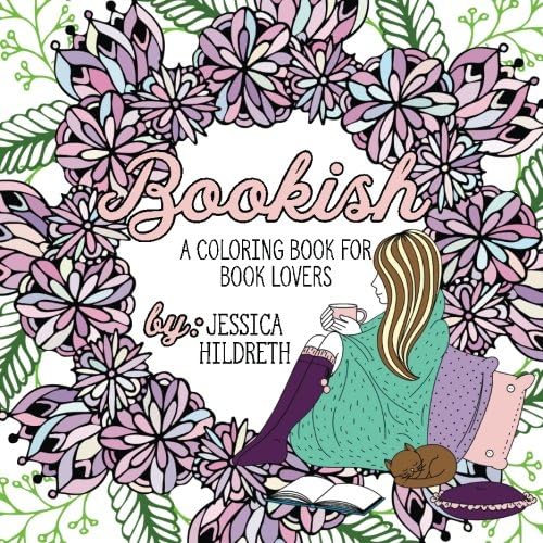 Jessica Hildreth Bookish A Coloring Book for Book Lovers front cover featuring cozy literary illustrations.