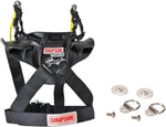 Simpson Hybrid Sport head and neck restraint front view highlighting carbon polymer body