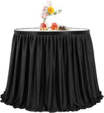Partisky black table skirt pleated ruffle close up fabric detail