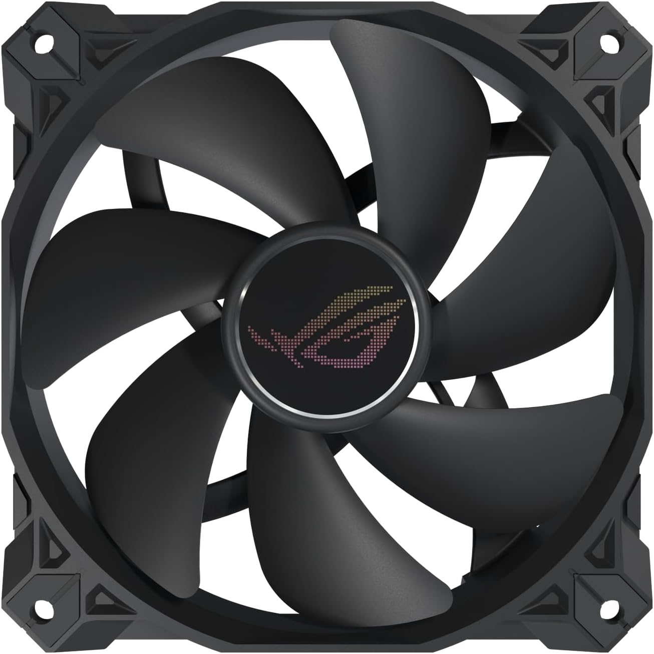 ASUS ROG Strix XF120 cooling fan front view showing black aerodynamic blades