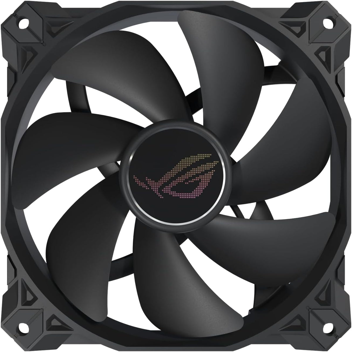 ASUS ROG Strix XF120 cooling fan front view showing black aerodynamic blades