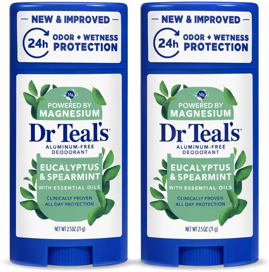 Dr Teal's Aluminum Free Eucalyptus Deodorant Gift Set front view displaying the two-pack packaging.