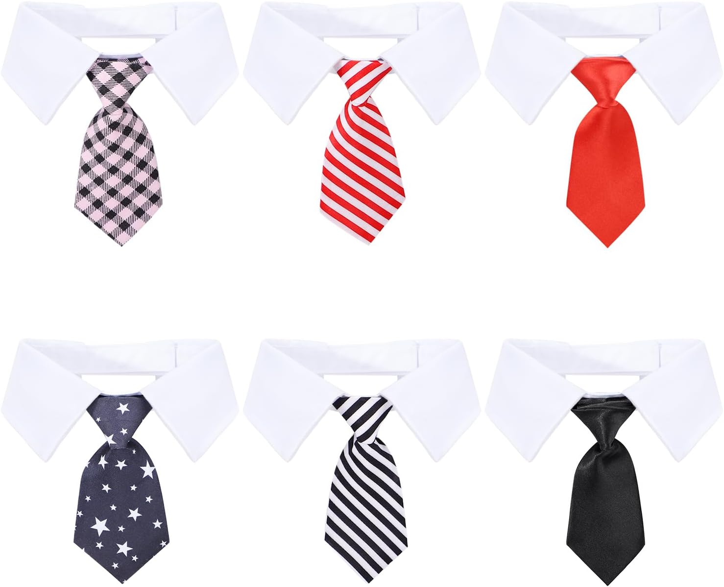 Segarty dog necktie front view of 6 piece pet collar set