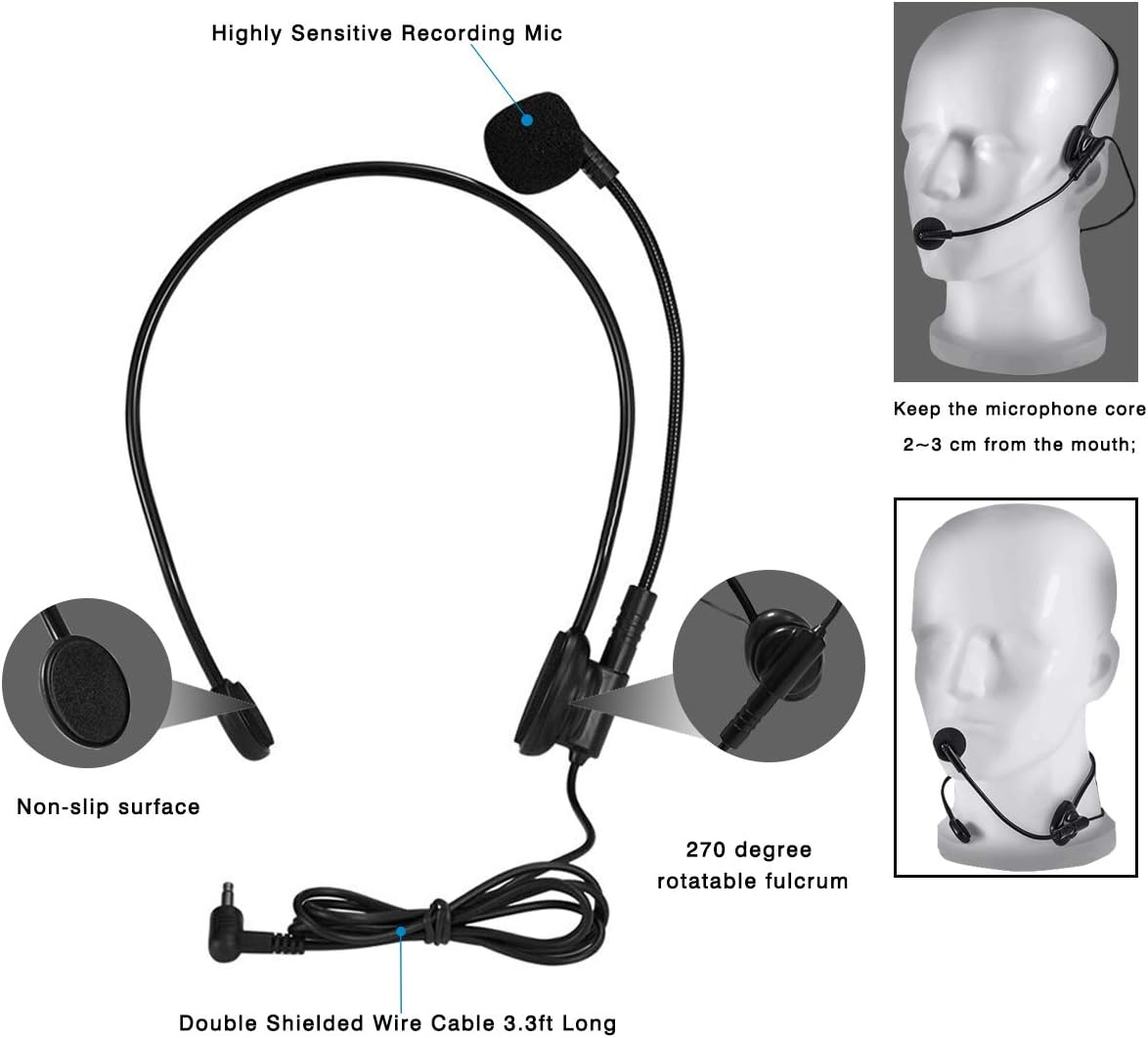 Portable Mini Voice Amplifier Wired Headset Microphone Speaker Set for Teachers 15W Rechargeable Lightweight Personal Mic for Classroom,Tour Guides,Instructors and Presentation - Image 9