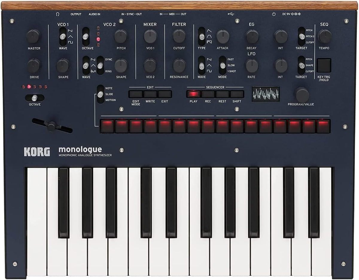 Korg Monologue analog synthesizer boxed package with accessories