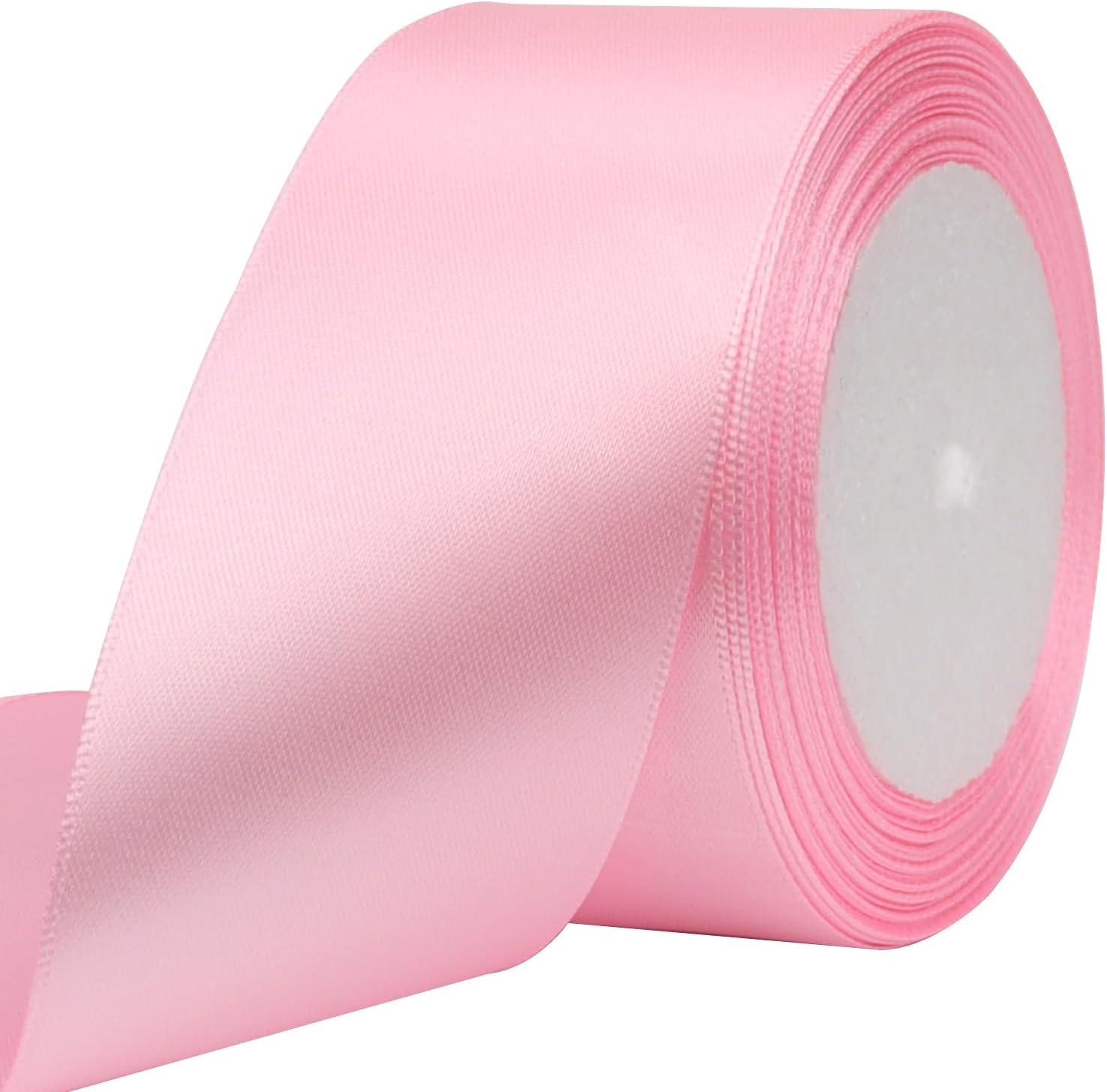 Riunbb pink solid satin ribbon 2 inch spool front view