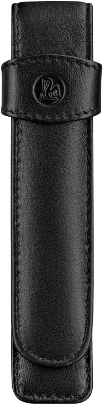 Pelikan 1-Pen Leather Pouch front view showing black leather exterior