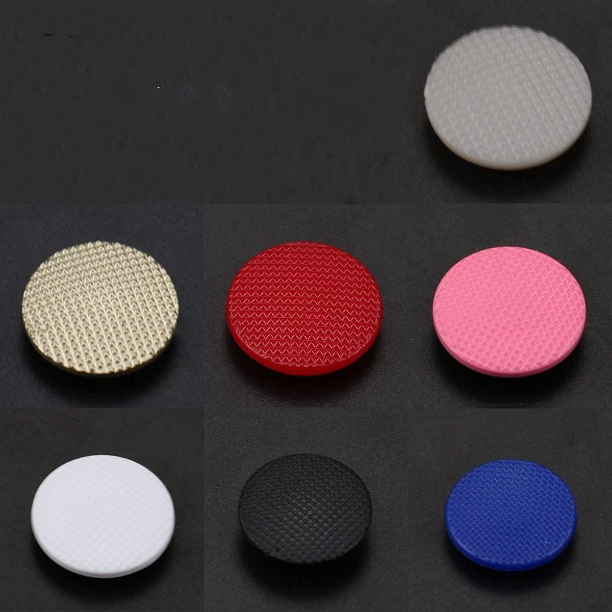JMXLDS Gametown 7 Piece Analog Joystick Cap Set front view showing multiple colorful thumbstick replacements for PSP 1000