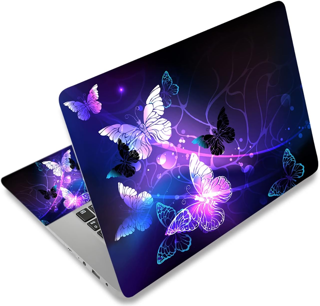 Icolor laptop skin sticker decal purple butterfly front view on notebook cover