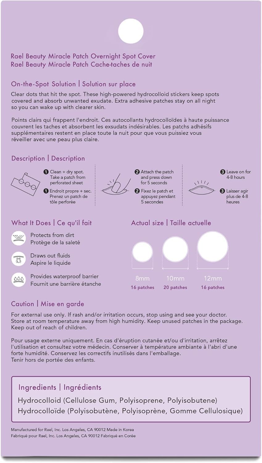 Thick hydrocolloid acne patch designed for maximum impurity absorption during sleep.