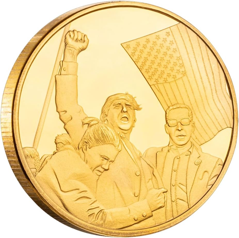 Yvhusk Donald Trump Fighting for America commemorative gold plated coin front view