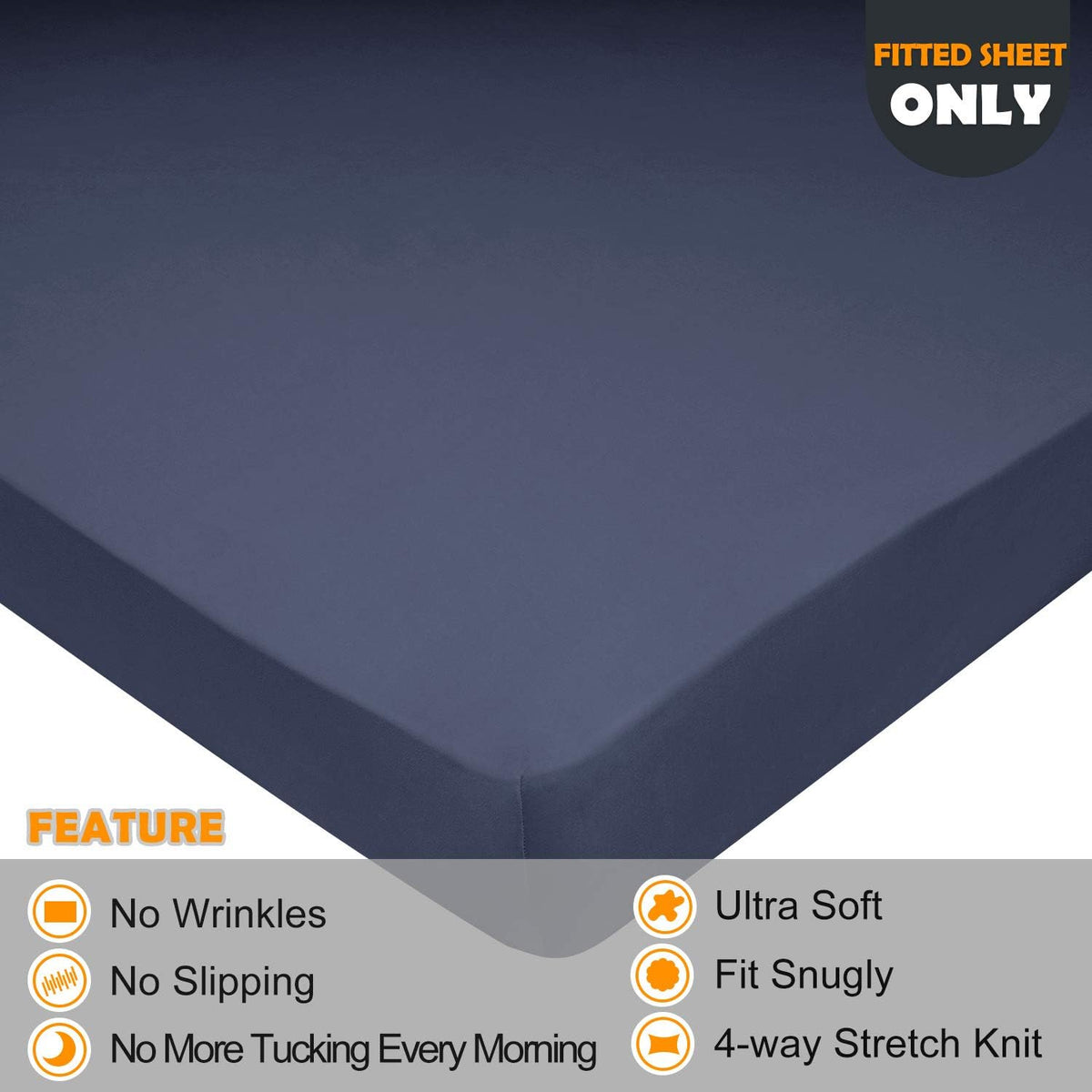 N&Y HOME King Size Fitted Sheet 4-way stretch fabric close up