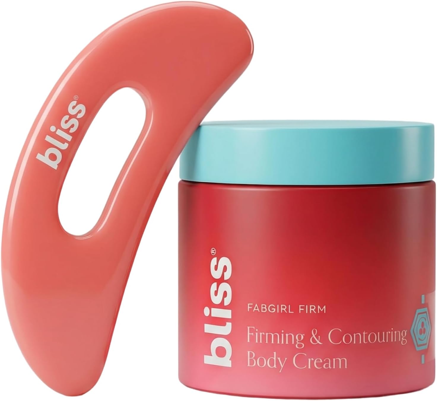 Bliss Fabgirl Firm Body Firming Cream and Sculptor Tool front view for skin tightening.