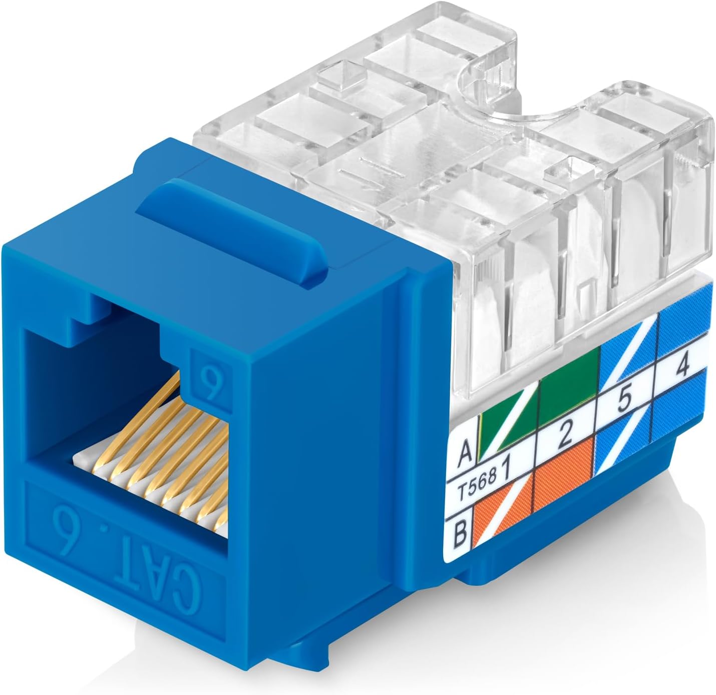 Everest Media Solutions 90 degree angled Cat6 keystone jack front view