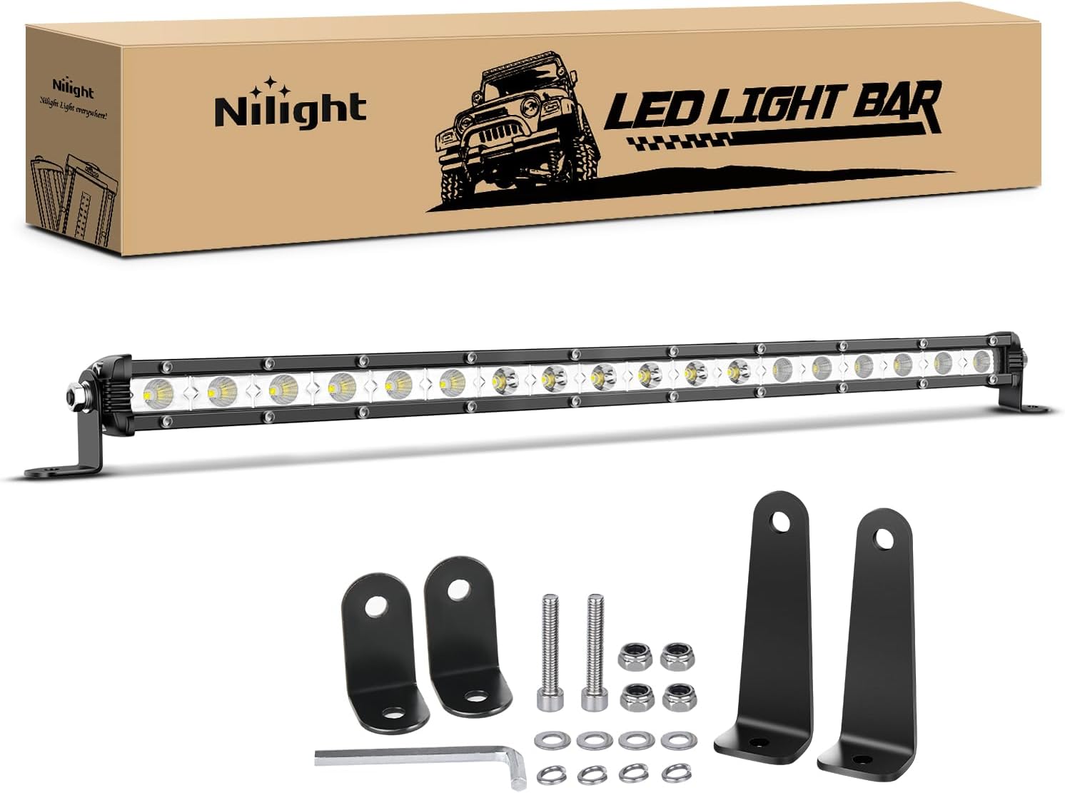 Nilight 20 Inch Ultra Slim LED Light Bar front view