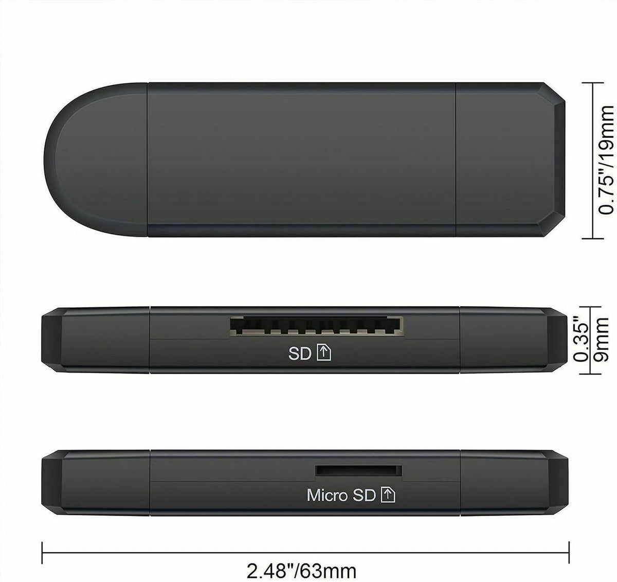 FDBV portable memory card reader showing USB A connector