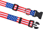 Mihqy patriotic US flag dog collar side view adjusted for medium dogs