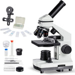 MAXLAPTER Microscope Kit for Kids 8-12 with Prepared Slides, 100-1000X Professional Compound Microscope for Kids Students with Mechanical Stage, Optical Glass Lenses, 10 Slides, Filter, Phone Adapter - Image 1