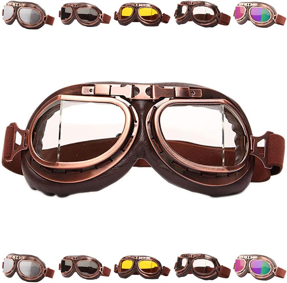Peicees vintage motorcycle aviator goggles front view