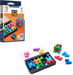 SmartGames IQ Quub travel logic puzzle package front view featuring colorful pieces.