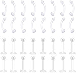 D.Bella Clear Cartilage Earring-16pcs 16G Clear Acrylic Bioflex Tragus Retainer Lip Rings Nose Studs Labret Ear Helix Earring Clear 6mm/8mm/10mm/12mm - Image 13