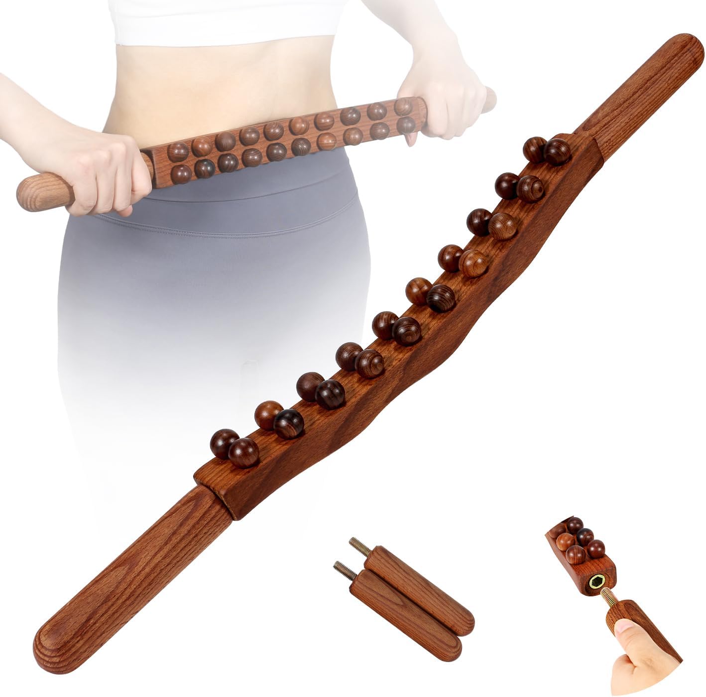 Nxcylw wood therapy guasha stick with 20 beads for lymphatic massage