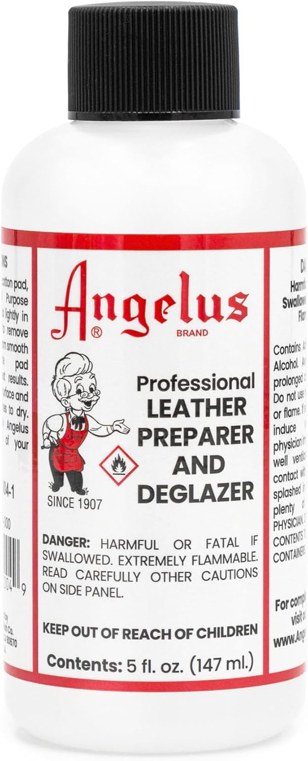 Angelus Leather Preparer and Deglazer 5 Ounce bottle front view showing product labeling