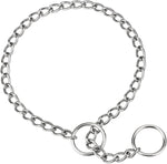 TagME chain dog choke collar front view showcasing the silver chrome plated links.