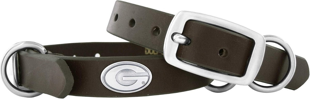 Zep-Pro Georgia Bulldogs brown leather concho dog collar front view pet accessory