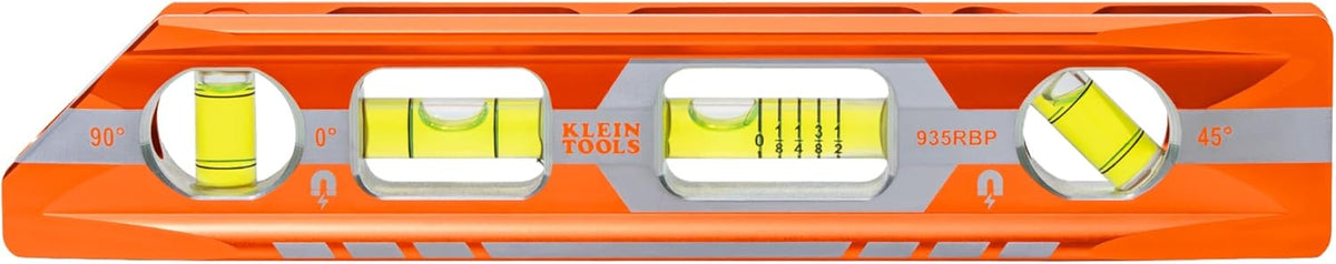Klein Tools 935R Level, 9-Inch Magnetic Aluminum Torpedo Level with 0/45/90 Degree Vials and V-groove, Tapered Nose - Image 13