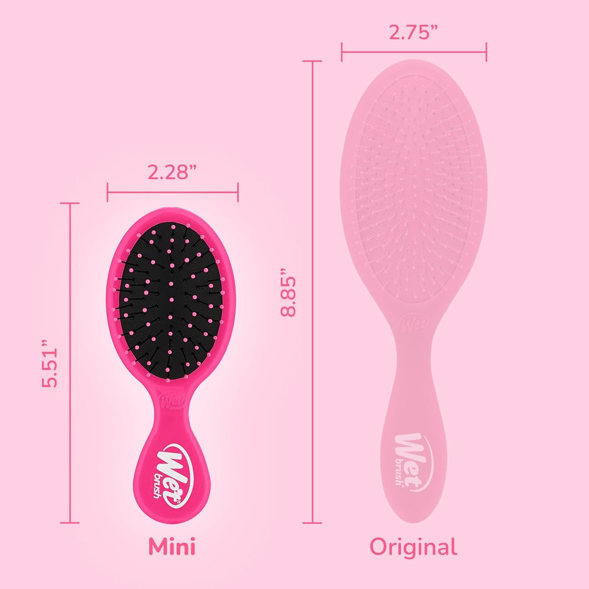 Pink Wet Brush Mini Detangler in travel bag