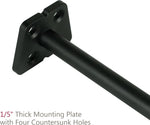 Black powder coated floating shelf bracket closeup