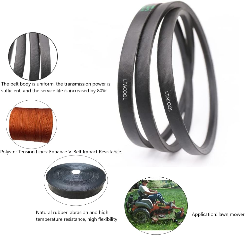 Heavy-duty lawn mower belt texture and outer wrap detail