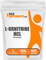 BulkSupplements L-Ornithine Hcl powder bag on a fitness background