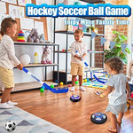 Hot Bee children hockey sticks and collapsible goals setup for multiplayer backyard games.