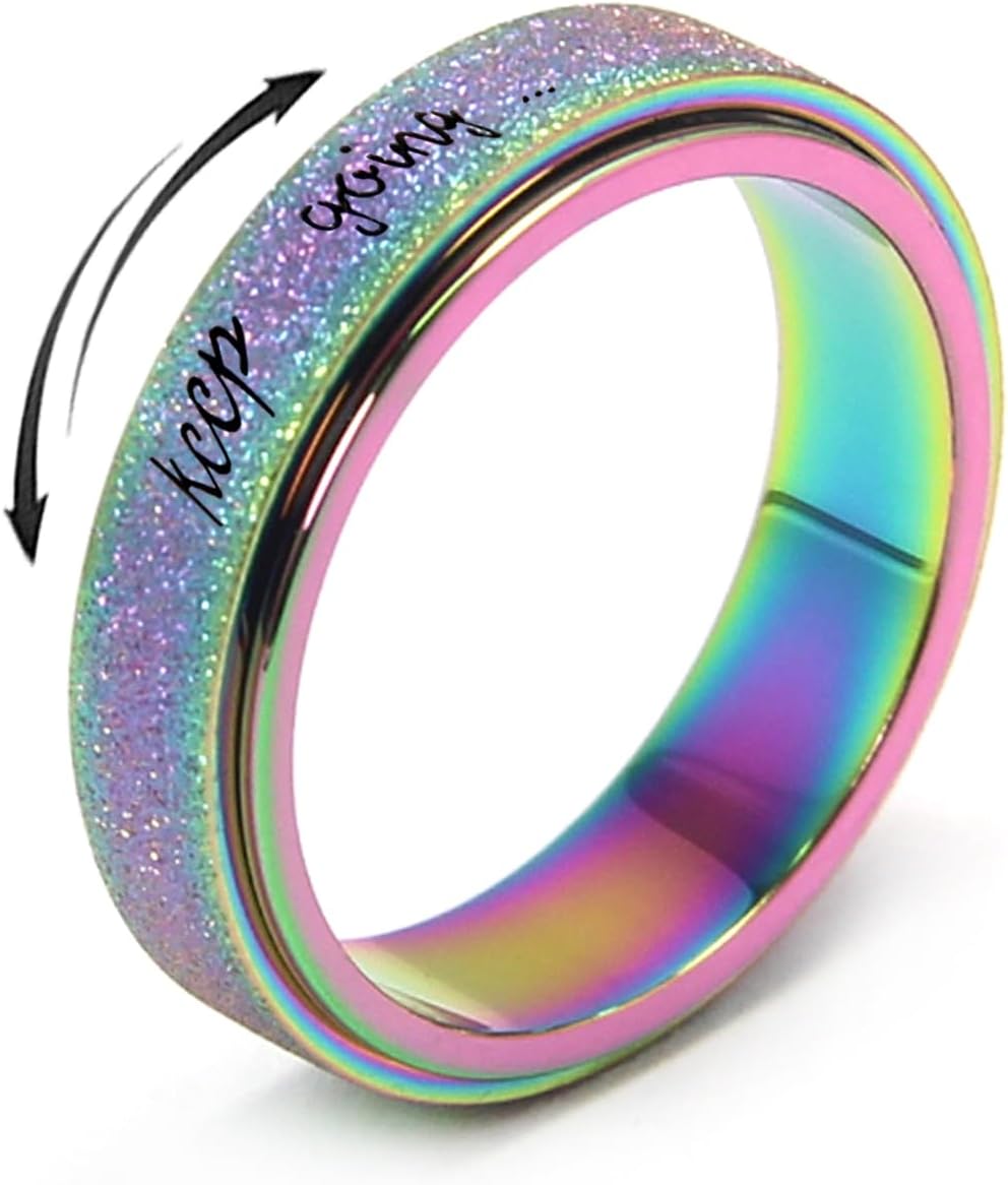 Anxiety Relief Ring Fidget Spinner Ring Stress Relief Toy Stainless Steel Spinner Ring Fidget Rings for Wome Men Unisex - Image 10
