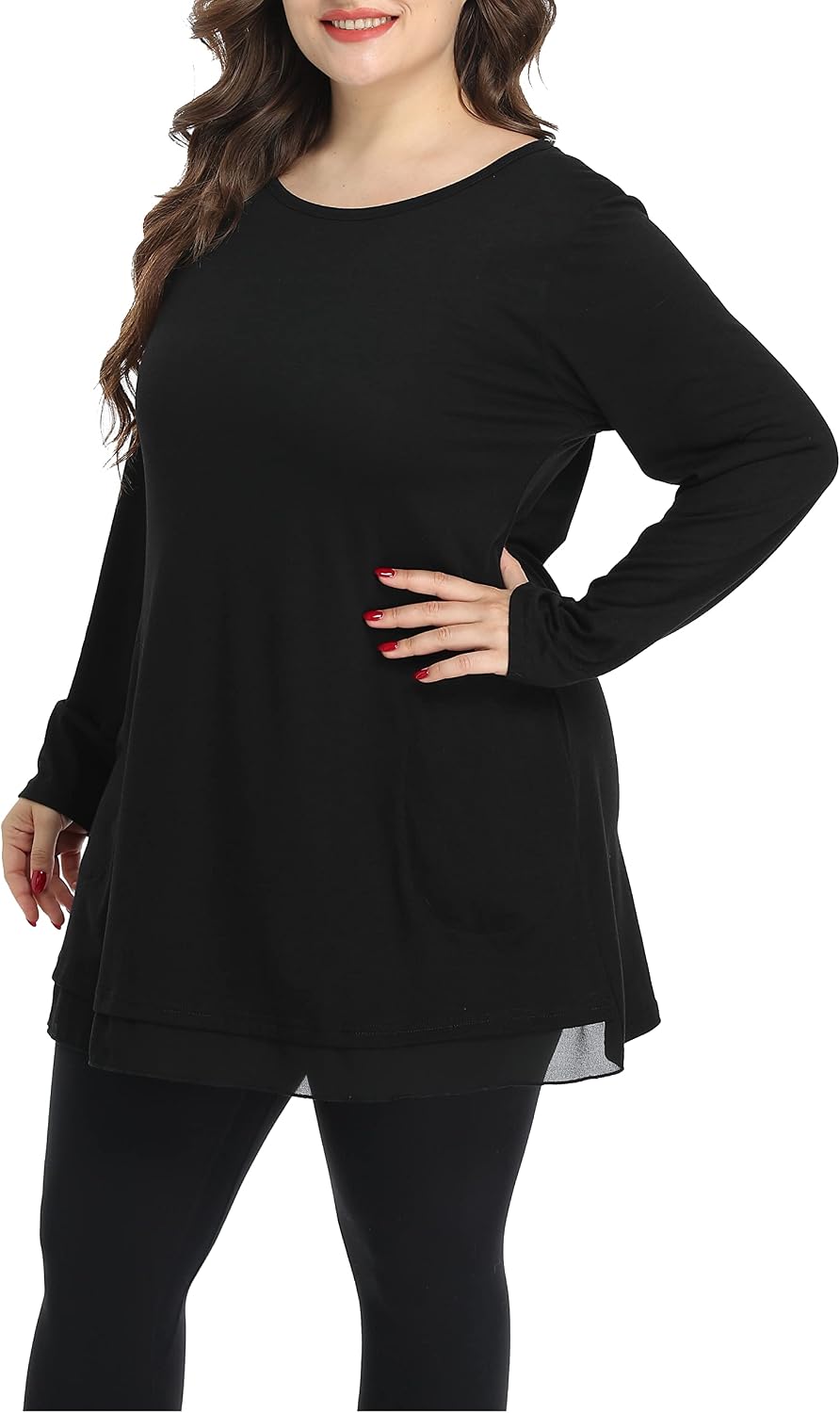 Shiaili black tunic top side profile