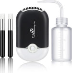 AFOUNDA USB mini portable eyelash fan in black showing front view with air outlet