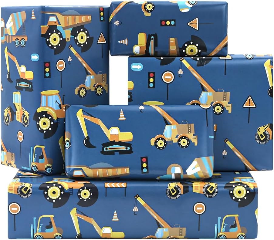 Boerni construction vehicle wrapping paper front view