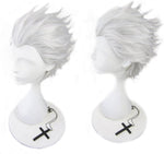 Magic Acgn silver white short men cosplay wig front view synthetic hair