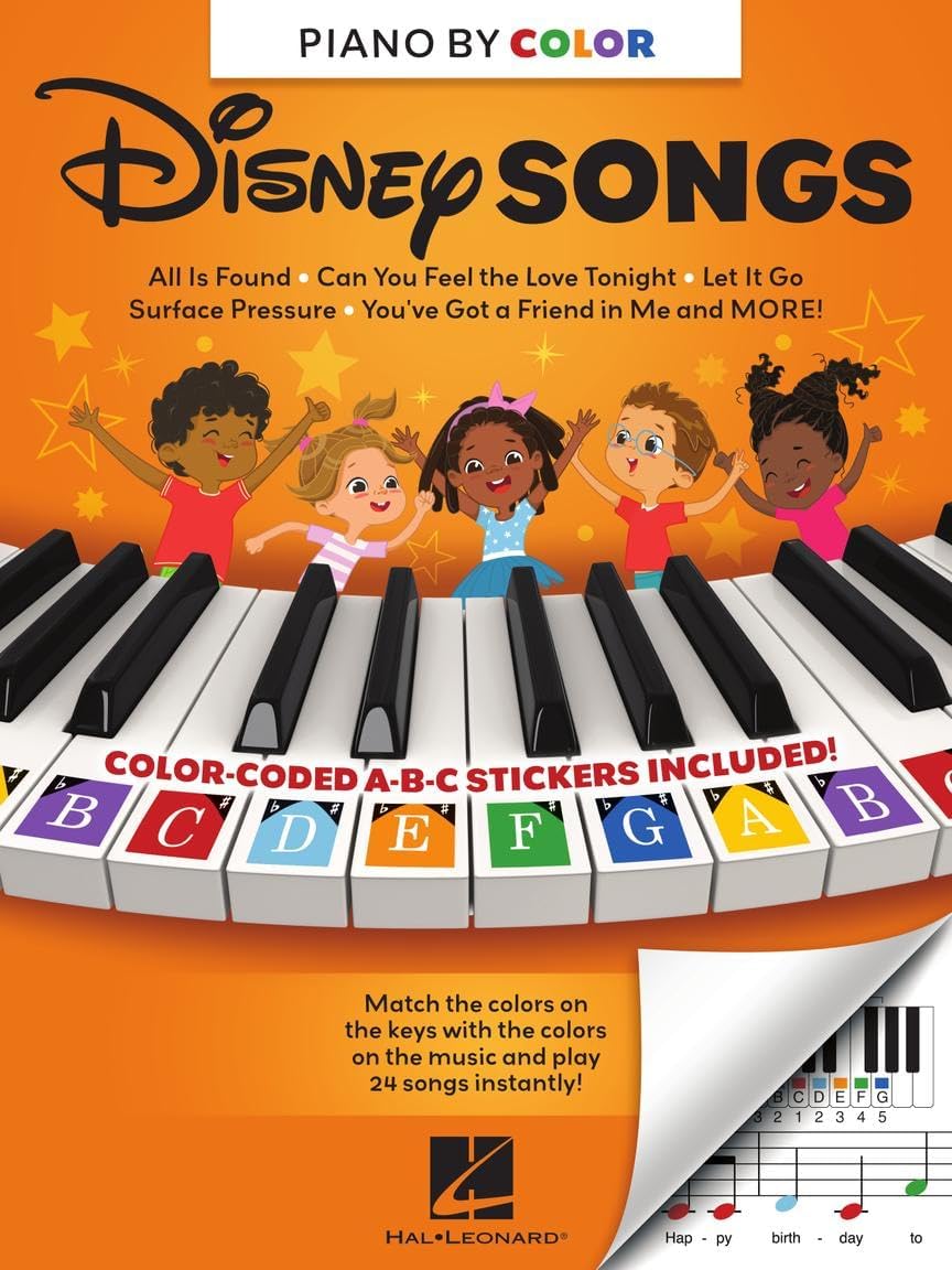 Piano-by-Color - Disney Songs: Color-Coded Notation with Matching Stickers Make Playing Songs from Beloved Disney Movies on Piano Super Easy and Fun! - Image 1