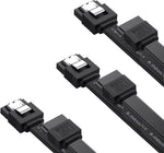 Complete set of three black SATA III cables side by side
