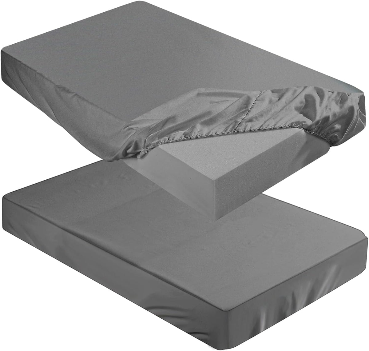 Fitted Sheet (Sheet Only) Compatible with Milliard Trifold Mattress Folding Mattress Fitted Microfiber Bedclothes for Camp Bunk Rvs Bed(Dark Gray,2 Pcs,Twin,6'') - Image 14