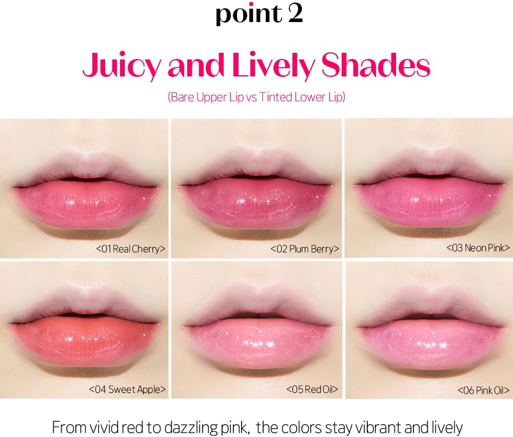 Model applying the non sticky hydrating lip gloss for a plump look.